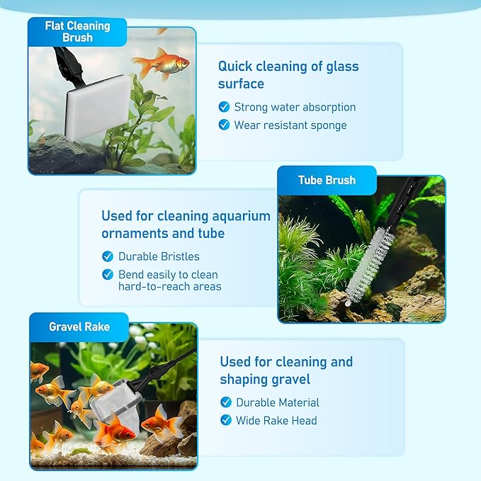 Mogoko 6 in 1 Aquarium Cleaning Tool Kit, Algae Scraper Scrubber Pad Scrub - Image 7