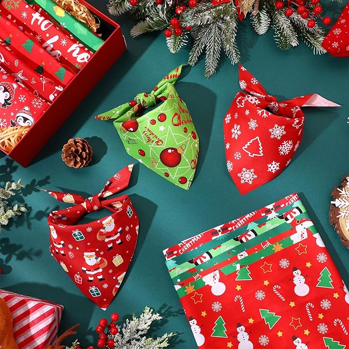 Preboun 50 Pcs Christmas Dog Bandanas Bulk Red and Green Bandanas - Image 5