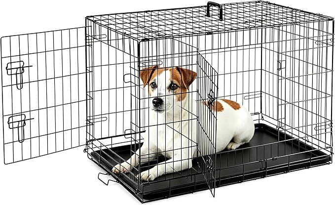 Sweetcrispy 36 Inch Dog Crate, Medium Crates Double Door Folding Metal Wire Dog by Sweetcrispy
