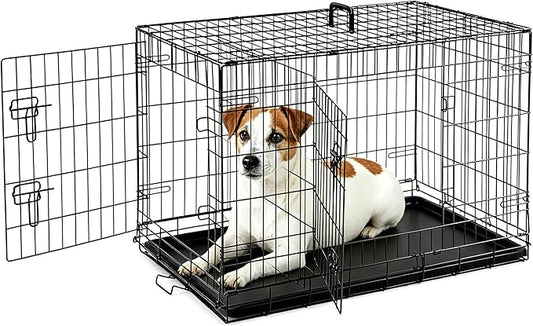 Sweetcrispy 36 Inch Dog Crate, Medium Crates Double Door Folding Metal Wire Dog by Sweetcrispy
