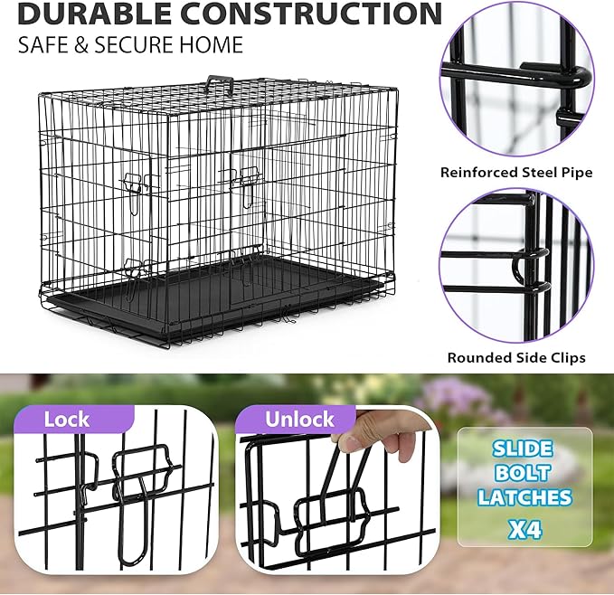 BestPet | Dog Crate | 30" | Black | Foldable Metal Kennel - Image 4