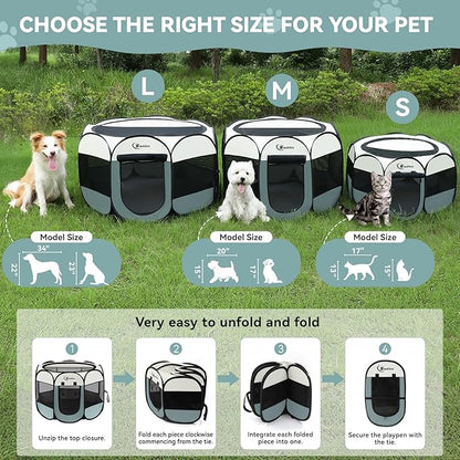 Siedihit Dog Playpen with Washable Pee Pad, Puppy Pet Cat Playpen Small Dogs - Image 8