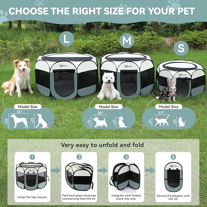 Siedihit Medium Dog Cat Playpen, Puppy Pet Playpen Indoor - Image 8