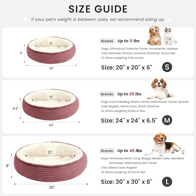 Love's cabin Round Donut Cat and Dog Cushion Bed, 24in Pet Bed - Image 4