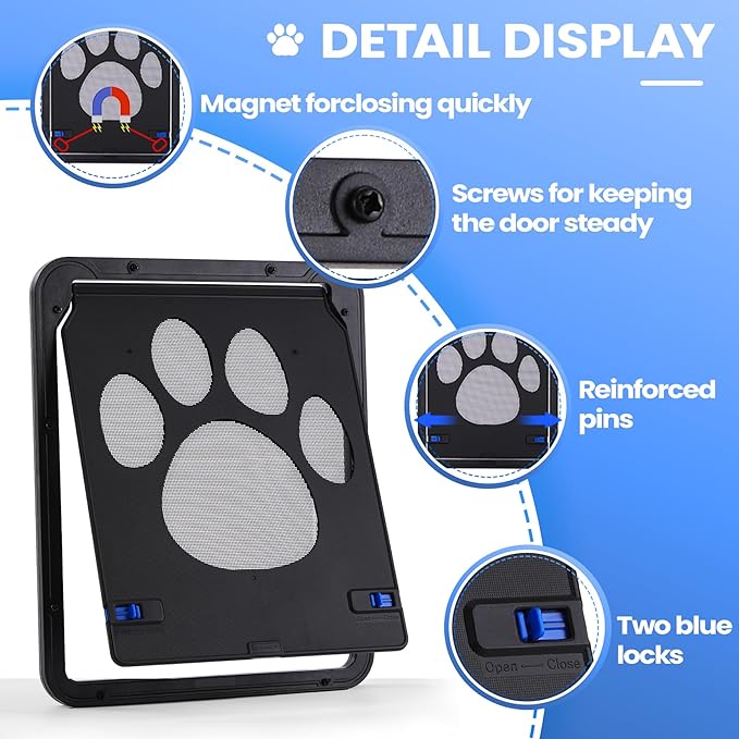 Cat Door for Screen Door, Small Dog Screen Door, Magnetic Flap Doggy Door for - Image 2