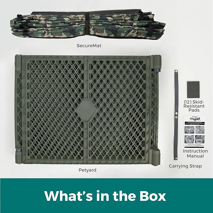 MyPet Petyard Protect Bundle: Freestanding 6-Panel Hunter Green Yard - Image 11