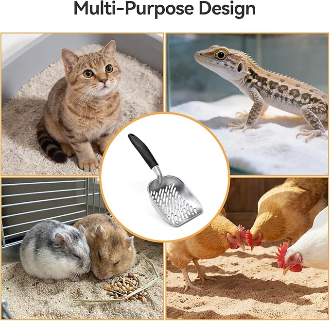 Cat Litter Scoop, Large Long Handle Kitty Metal Scooper, Heavy Duty Aluminum - Image 8