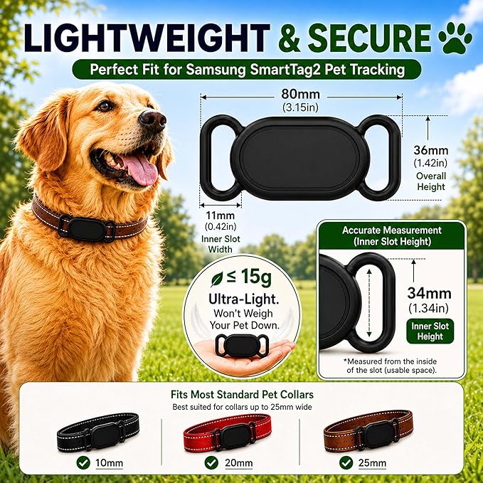 Dog Collar Holder for Galaxy Smarttag2, Waterproof Silicone Case for Pet Cat - Image 2