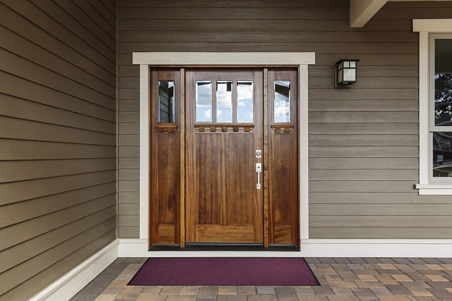 M+A Matting WaterHog Diamond | Commercial-Grade Entrance Mat with Rubber Border – Indoor/Outdoor, Quick Drying, Stain Resistant Door Mat (Solid Red, 4' x 8')