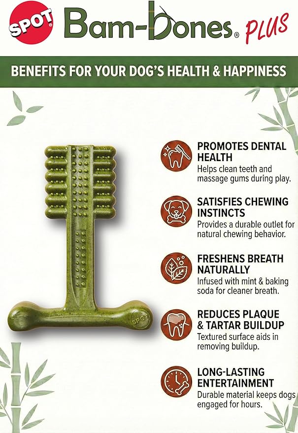 SPOT Bam-Bones Plus Toothbrush Dog Chew Toy - Image 3