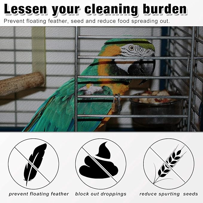 Universal Bird Cage Seed Catcher, Seed Catcher Guard Net Cover, Parrot Nylon - Image 3