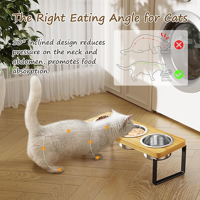 Elevated Cat Bowls with 3 Stainless Steel Bowls | 10° Tilted Anti-Vomiting - Image 6