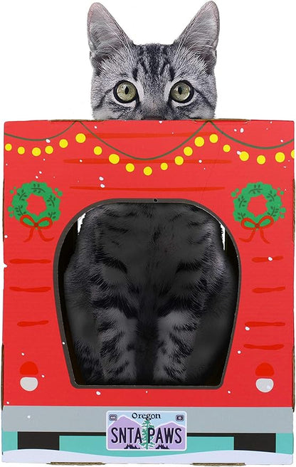 American Cat Club Christmas Cat House & Cat Scratcher w/Bonus Catnip Included - Image 2