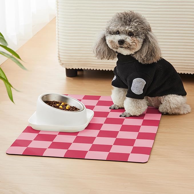 Checkered Dog Feeding Mat, Absorbent Mats - Image 3