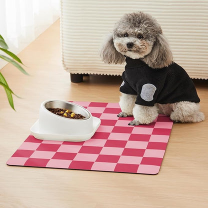 Checkered Dog Feeding Mat, Absorbent Mats - Image 3