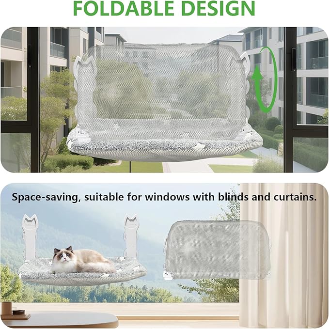2 Pack Cat Window Perch, Glow in The Dark Foldable Cat Window Hammock - Image 5
