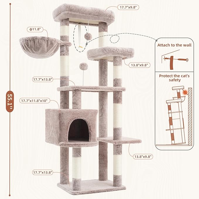Gitelsnour Cat Tree for Indoor Cats, 55.1 inch Cat Tower - Image 7