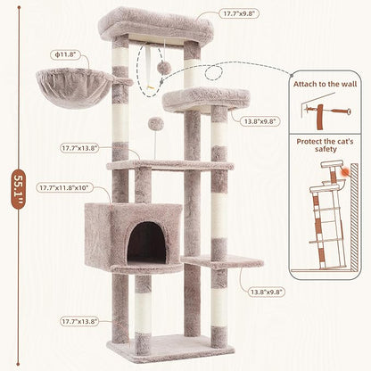 Gitelsnour Cat Tree for Indoor Cats, 55.1 inch Cat Tower - Image 7