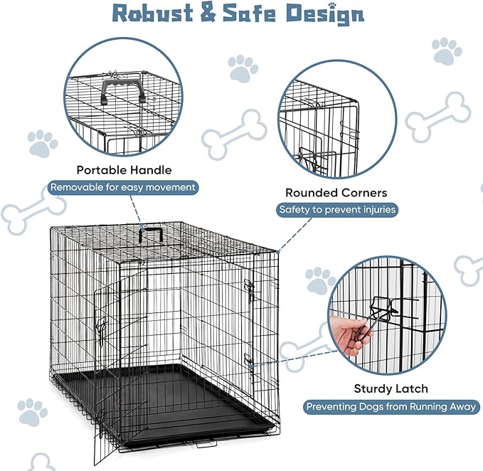 DUMOS Dog Crate, 48 Inch Extra Large Double Door Dogs Cage - Image 2