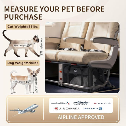 TSA Approved Pet Carrier for Small Cats and Puppies, Soft-Sided and Foldable - Image 3