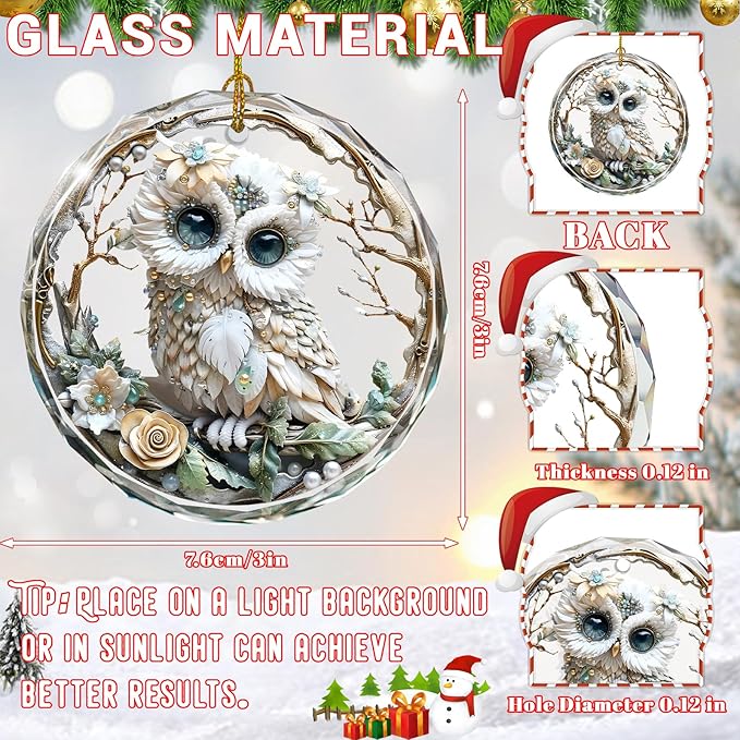 Owl Christmas Ornaments, Stained Glass Ornaments and Christmas Tree Decorations - Image 2
