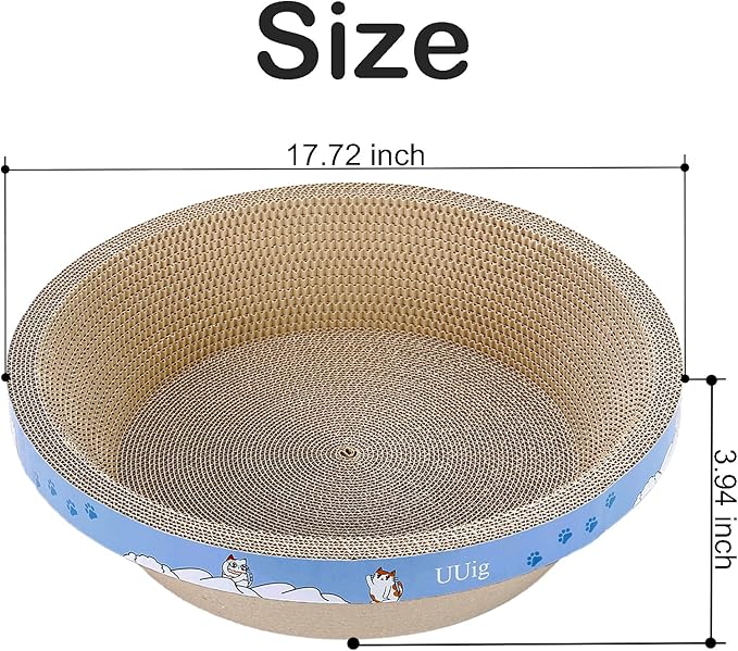 Round Cat Scratcher Bed, 17.7x17.7 Inch Cardboard Cat Scratcher Bowl - Image 2