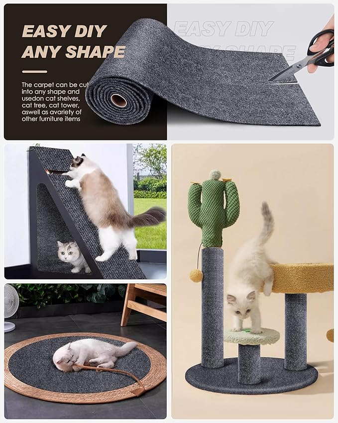 Cat Scratch Furniture Protector, Trimmable Self-Adhesive Carpet, DIY Climb Cat - Image 4