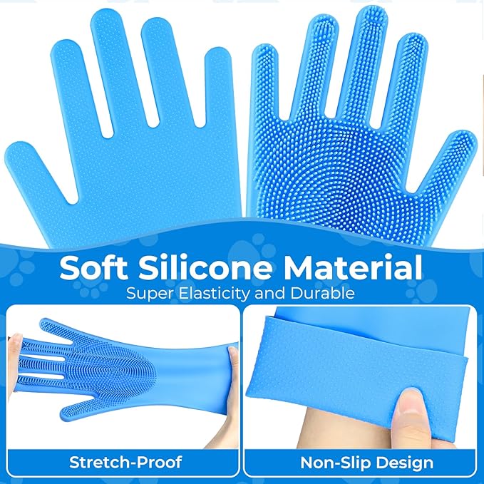 2PCS Dog Washing Gloves and Dog Bath Brush, high-Density Teeth Design pet - Image 7