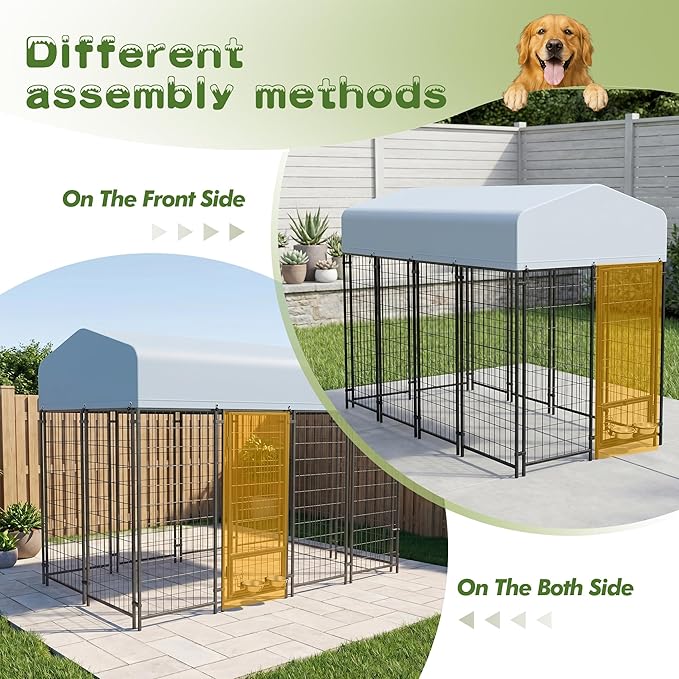 8x4x6 FT Dog Kennel Outdoor for Large Dogs, Dog Enclosure Dog Cage Pet House - Image 6