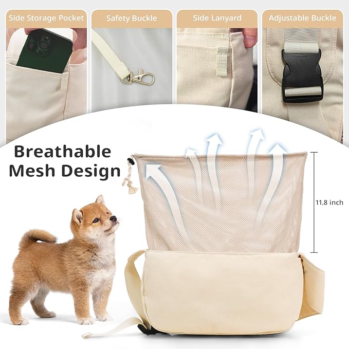 ONECUTE Crossbody Dog Sling Carrier, Wearable Portable Pet Bag - Image 4