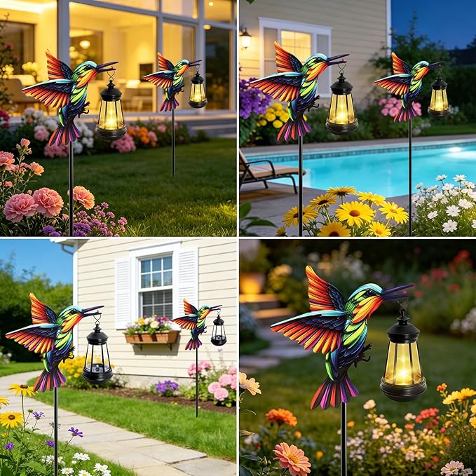 Solar Lights Hummingbird Garden Outdoor Decor, Hummingbird Stakes - Image 5
