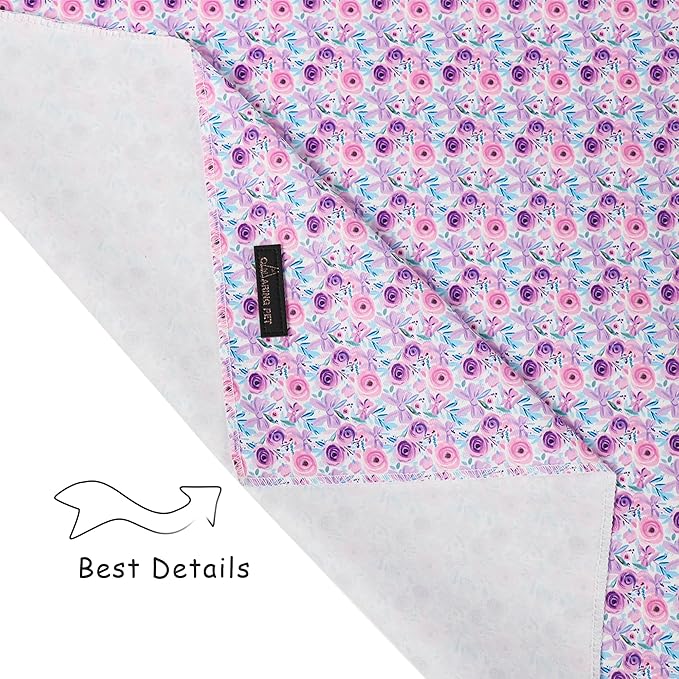 ARING PET Girl Dog Bandanas, Cute Summer Purple Rose Bow Floral Pet Bandana - Image 5