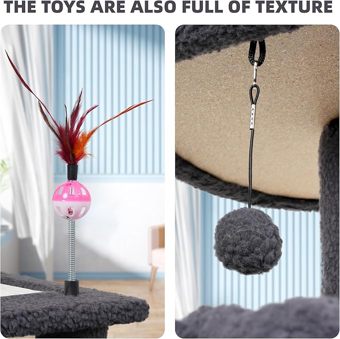 YUNIQUE Cat Tree with Cat Condo Scratch Posts Scratch Tablet and Big Hammock - Image 7