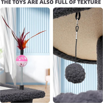 YUNIQUE Cat Tree with Cat Condo Scratch Posts Scratch Tablet and Big Hammock - Image 7