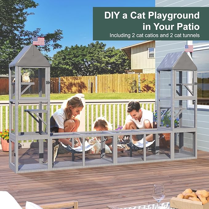 TIMHAKA Cat Catio with Tunnel, 2 in 1 Outdoor Cat Enclosure Include 1 Catio and - Image 7