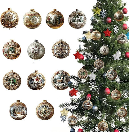 12 Pcs Christmas Ornaments Decorations Xmas Ball Hanging Ornaments 2D Acrylic by NSSHEL