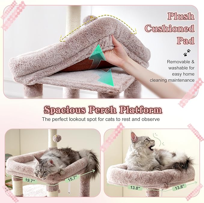 Heybly Cat Tree, 71-Inch Tall Cat Tower - Image 4