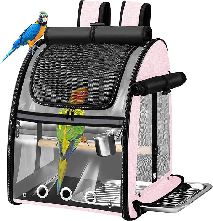 Bird Carrier Bag with Indestructible Stainless Steel Mesh, Bird Travel Cage by Suertree