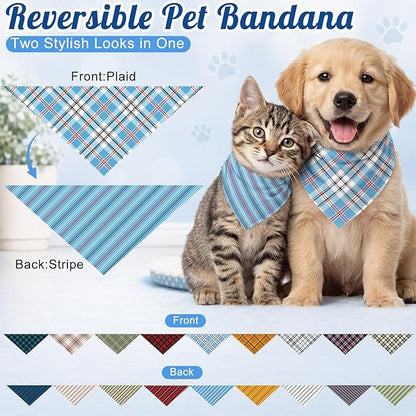 Weewooday 9 Pcs Large Dog Bandanas Buffalo Plaid Striped Dog Scarf Printing - Image 3