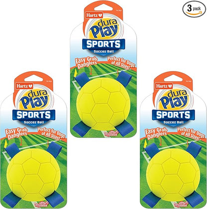 Hartz Dura Play Sports Soccer Dog Toy, Bacon Scented Squeaky Latex Yellow & by Hartz