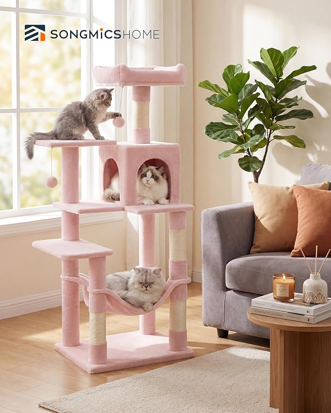 SONGMICS HOME Cat Tree for Indoor Cats, Hammock and Condo - Image 2