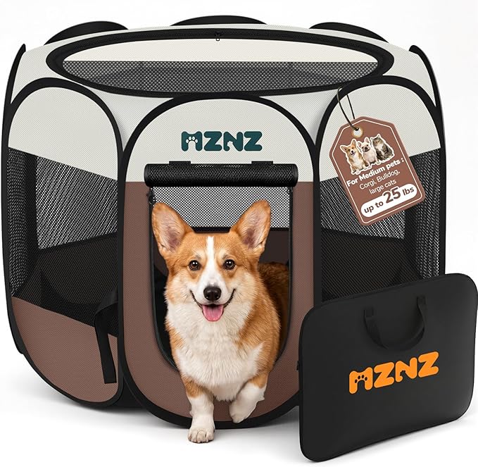 Dog Playpen, Portable Puppy Pet Crate Indoors by MZNZ
