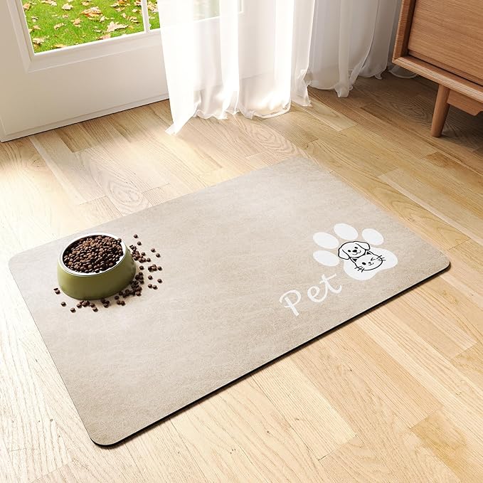 Dog Cat Feeding Mat-Absorbent Pet Bowl Mat by RUEYA