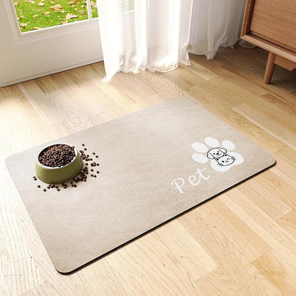 Dog Cat Feeding Mat-Absorbent Pet Bowl Mat by RUEYA