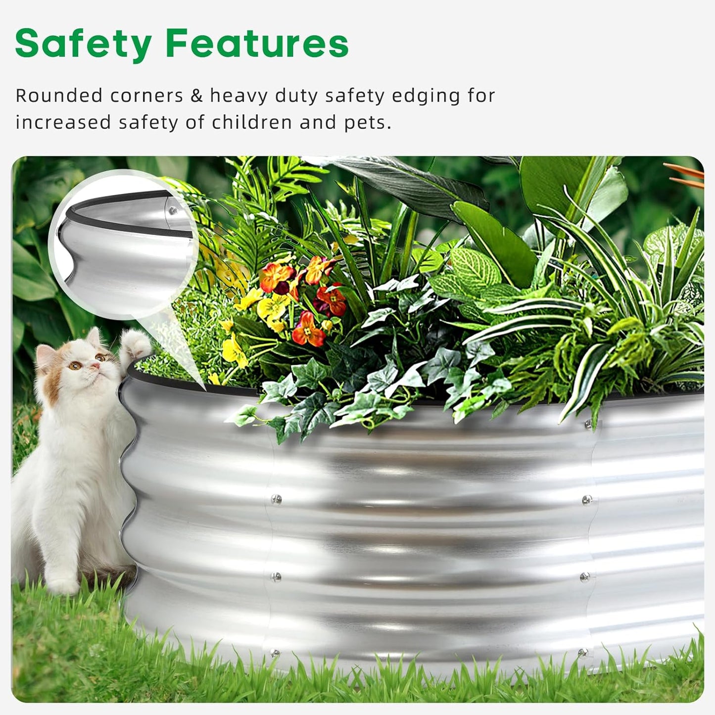 JERIA Raised Garden Bed,Galvanized Raised 2 Pcs 4×2×1ft Planter Boxes Outdoor with Easy Assembly, Large Garden Bed for Vegetables, Fruits, Flower