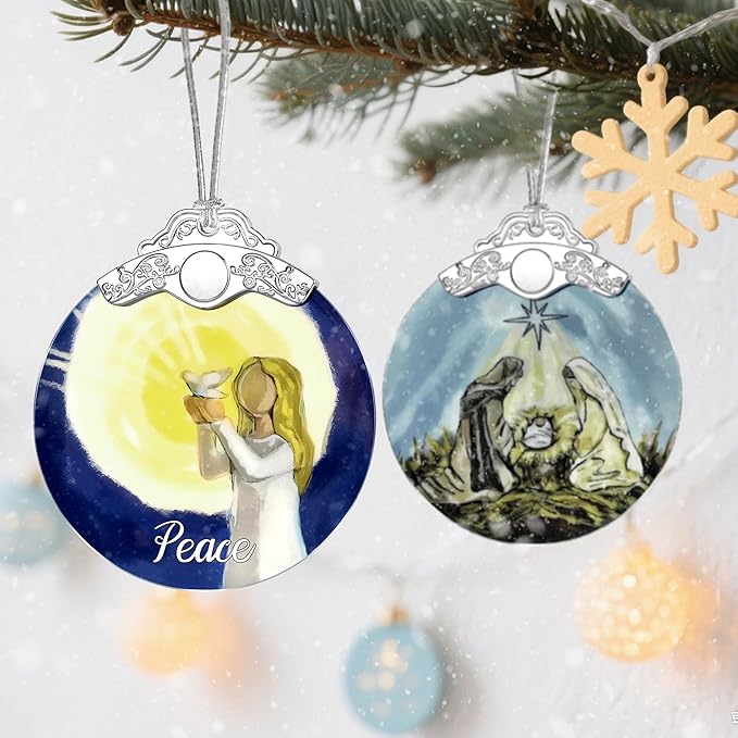 Stained Glass Ornament, Peace Angel Christmas Ornaments, Christmas Decorations - Image 5