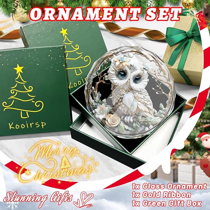 Owl Christmas Ornaments, Stained Glass Ornaments and Christmas Tree Decorations - Image 3