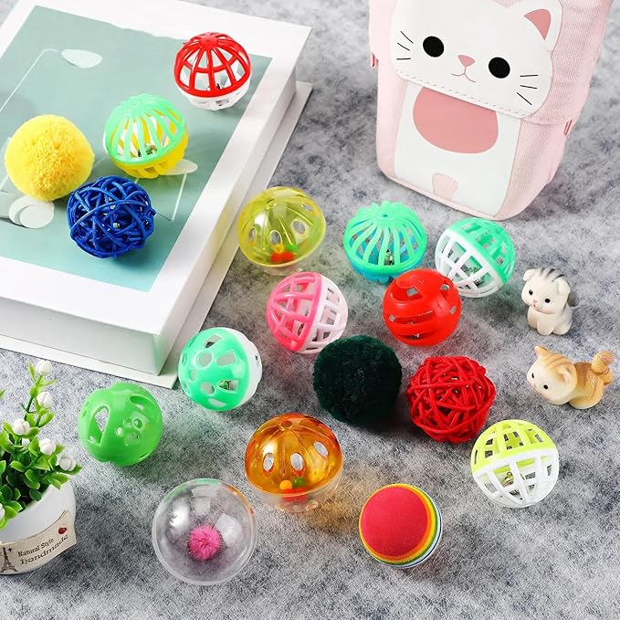 Hungdao 100 Pcs Cat Toys Bulk Plastic Small Crinkle Ball Assorted Cat Balls - Image 4