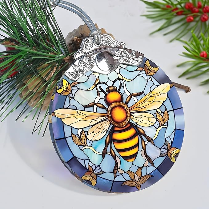 Stained Glass Christmas Ornaments, Jocidea Bee Ornaments - Image 6