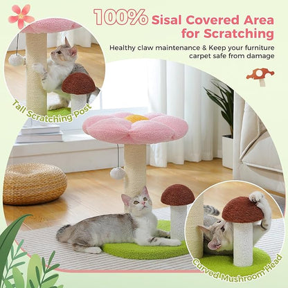 PETEPELA Cat Scratching Post, Mushroom Cat Scratcher Cute Cat Tree Tower - Image 2